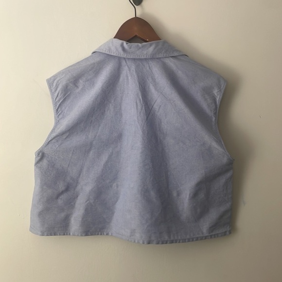 Zara Blue Cropped Utility Button Down Shirt Sz Medium - Picture 4 of 5